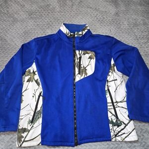Trail Crest Blue Camo Accents Full Zip Mens XL Jacket Fleece Lined Outdoors